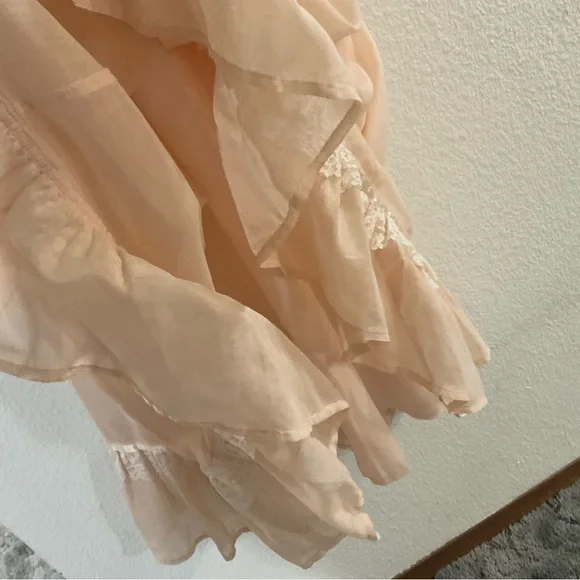 RARE Vintage Gunne Sax Full Skirt Boho Long Lace Up Corset Ruffled Maxi Dress - Picture 8 of 14